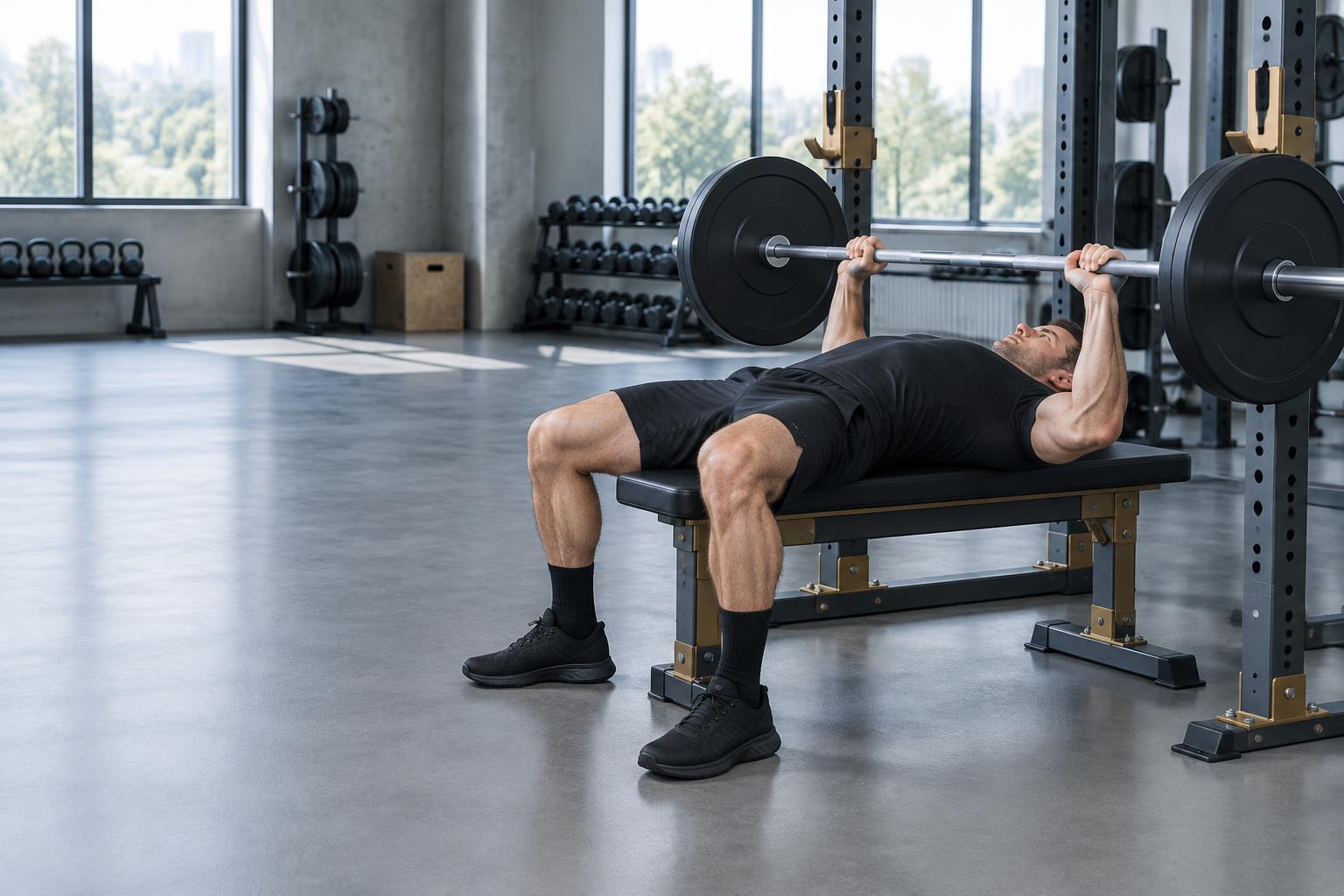 Illustration of a barbell bench press
